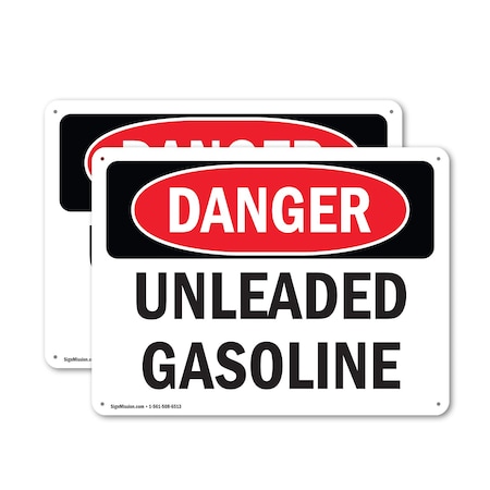 Signmission Unleaded Gasoline Danger Sign, Aluminum, 18in W x 12in L, 2PK OS-2PACK-DS-A-1218-L-1281
